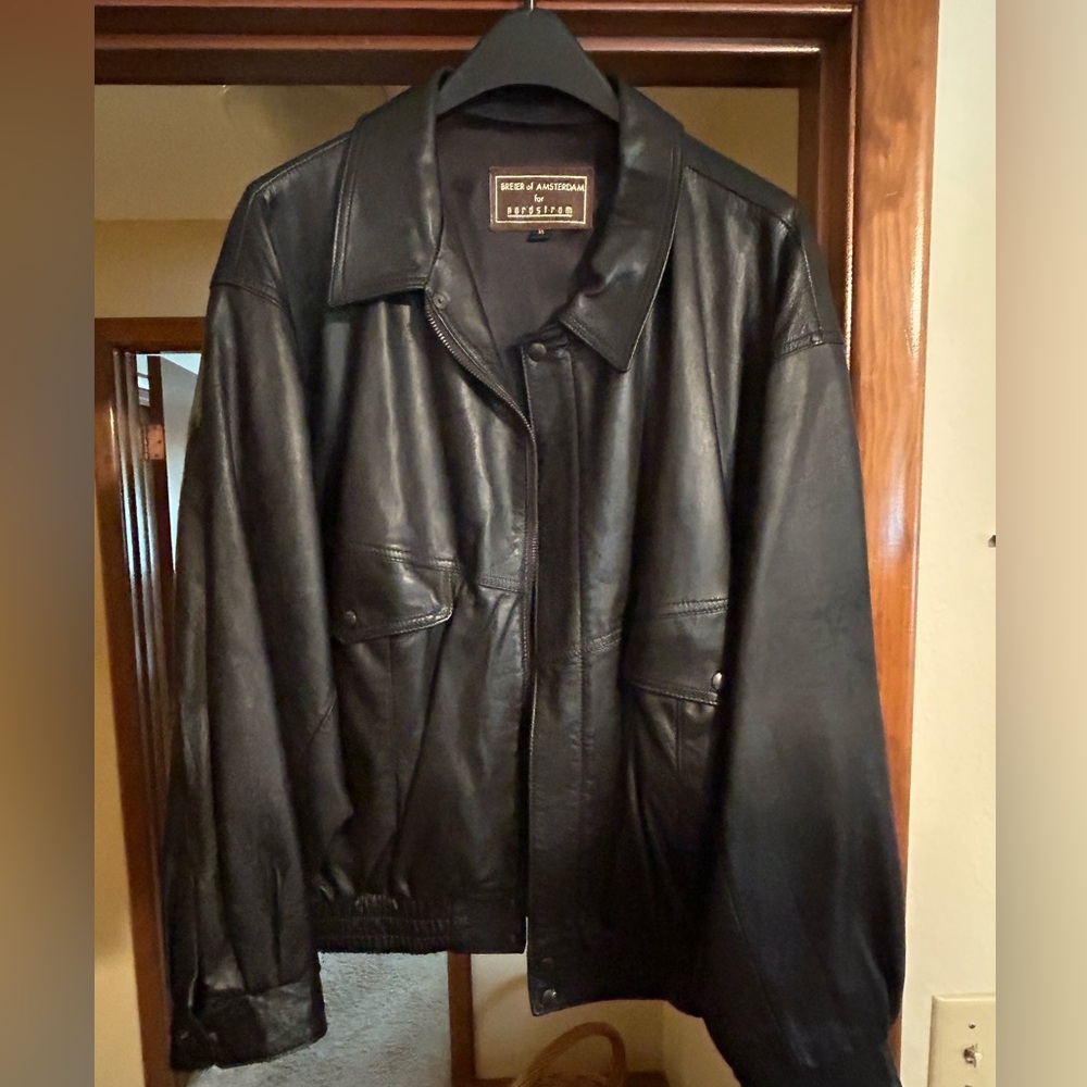 Breier of Amsterdam black leather bomber from Nordstroms